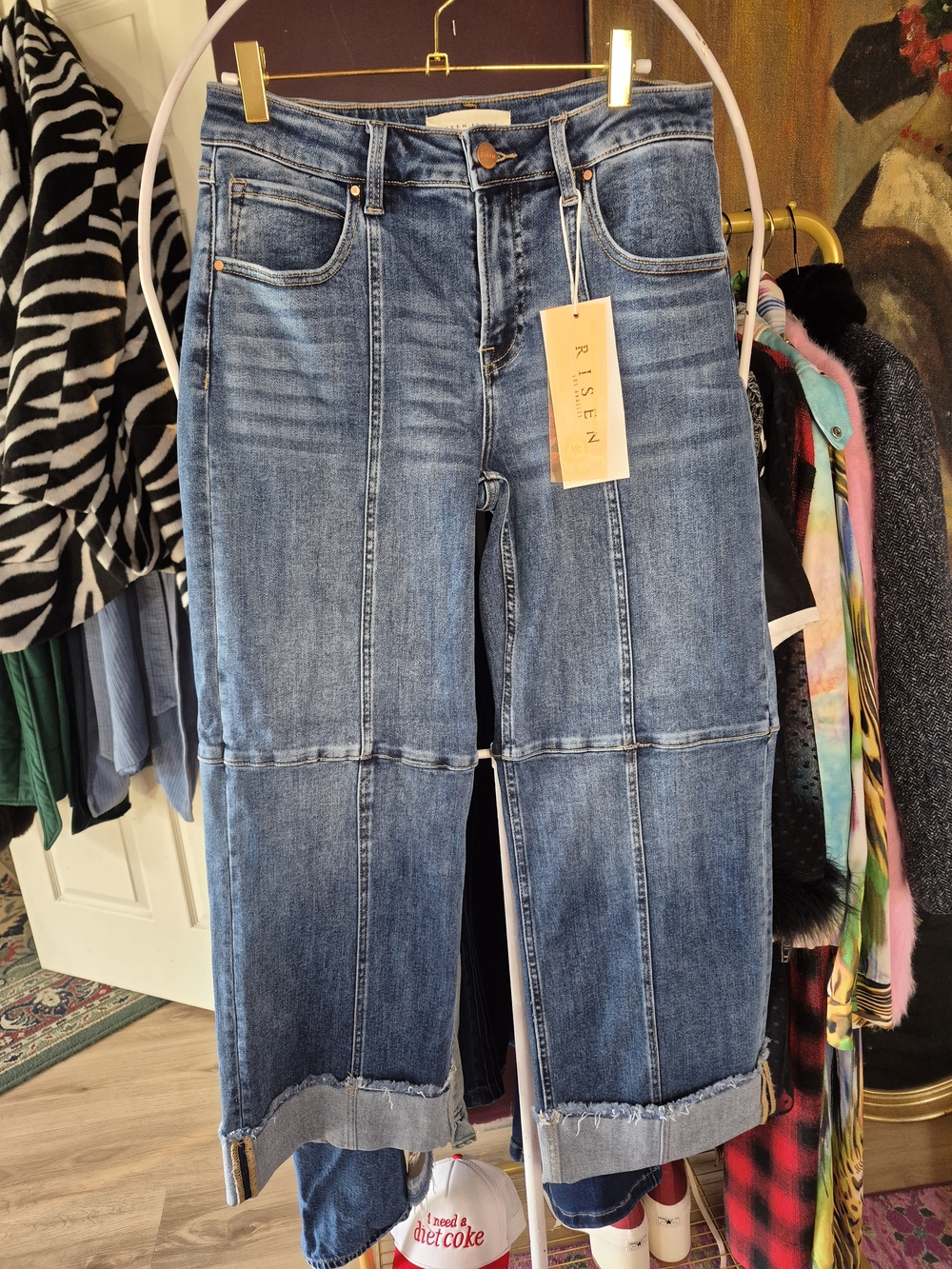 Risen High-Rise Wide Leg Jeans